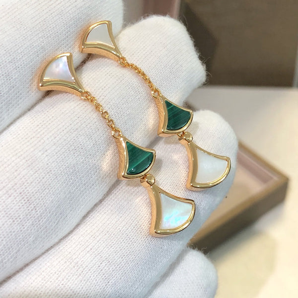 ˇMagic JewelryˇDREAM EARRINGS 3 MOTIFS MALACHITE MOP PINK GOLD